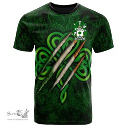 ScotsTee Shop Irish Finnerty or O Finaghty Coat of Arms Irish T Shirt Irish In Me Shamrock Scratch