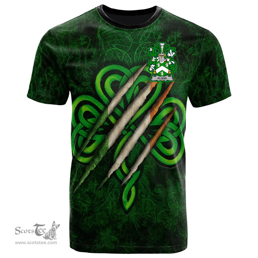 ScotsTee Shop Irish Flood Coat of Arms Irish T Shirt Irish In Me Shamrock Scratch