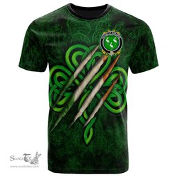ScotsTee Shop Irish House of AHEARNE Aherne Coat of Arms Irish T Shirt Irish In Me Shamrock Scratch