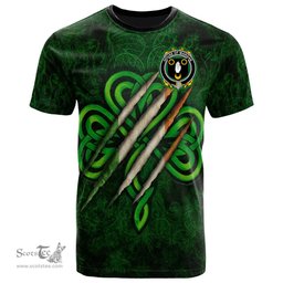 ScotsTee Shop Irish House of MANGAN Coat of Arms Irish T Shirt Irish In Me Shamrock Scratch