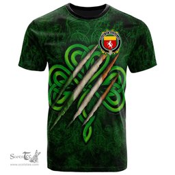 ScotsTee Shop Irish House of MACQUILLAN Coat of Arms Irish T Shirt Irish In Me Shamrock Scratch