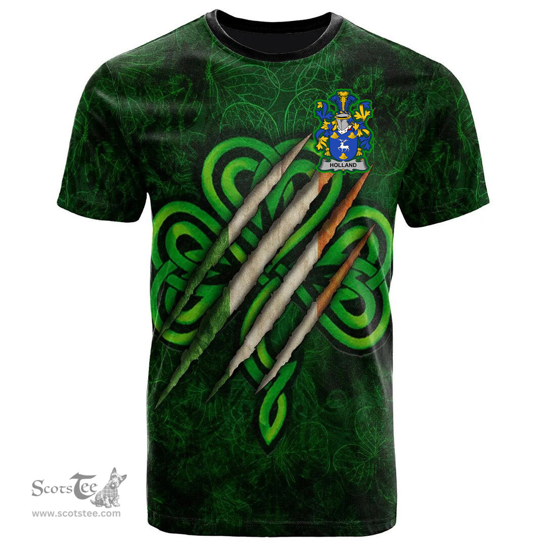 ScotsTee Shop Irish Holland Coat of Arms Irish T Shirt Irish In Me Shamrock Scratch
