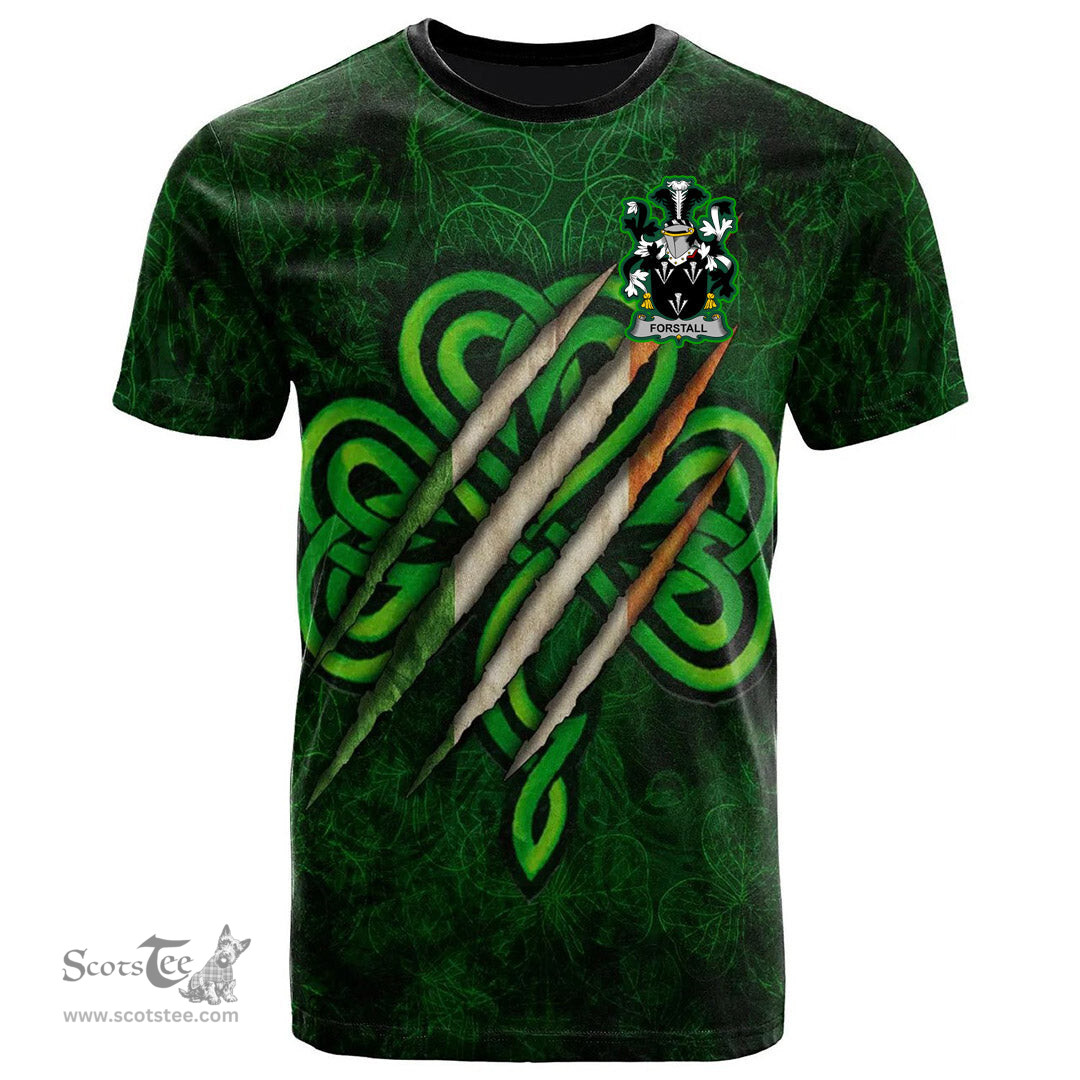 ScotsTee Shop Irish Forstall Coat of Arms Irish T Shirt Irish In Me Shamrock Scratch