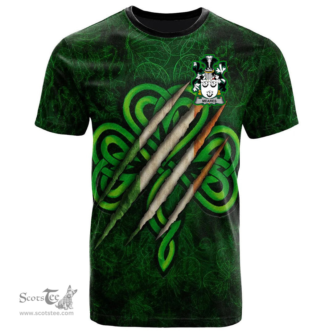 ScotsTee Shop Irish Meares Coat of Arms Irish T Shirt Irish In Me Shamrock Scratch
