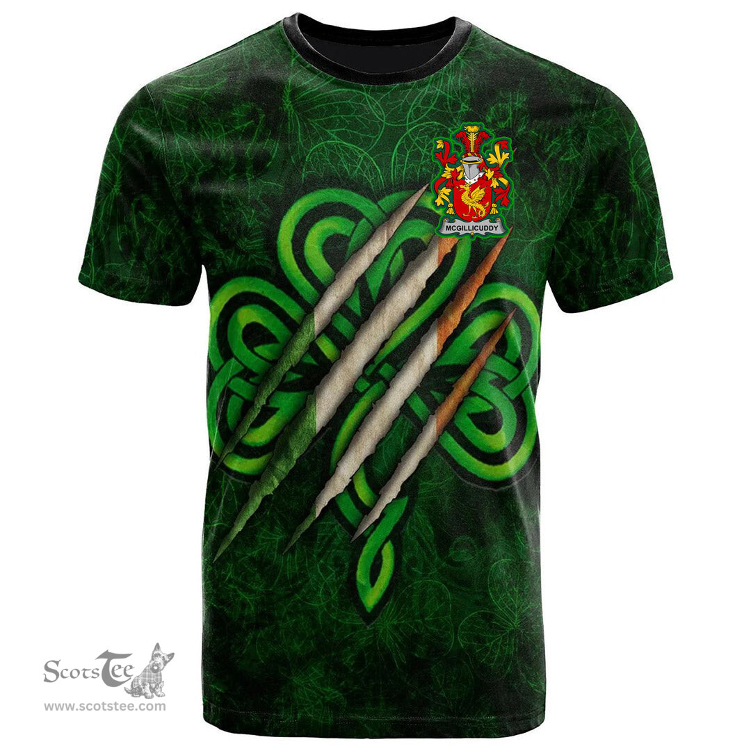 ScotsTee Shop Irish McGillicuddy Coat of Arms Irish T Shirt Irish In Me Shamrock Scratch