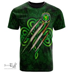 ScotsTee Shop Irish House of O MALONE Coat of Arms Irish T Shirt Irish In Me Shamrock Scratch