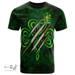 ScotsTee Shop Irish Mulcahy or O Mulcahy Coat of Arms Irish T Shirt Irish In Me Shamrock Scratch