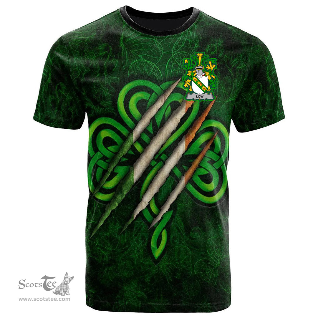 ScotsTee Shop Irish Low Coat of Arms Irish T Shirt Irish In Me Shamrock Scratch