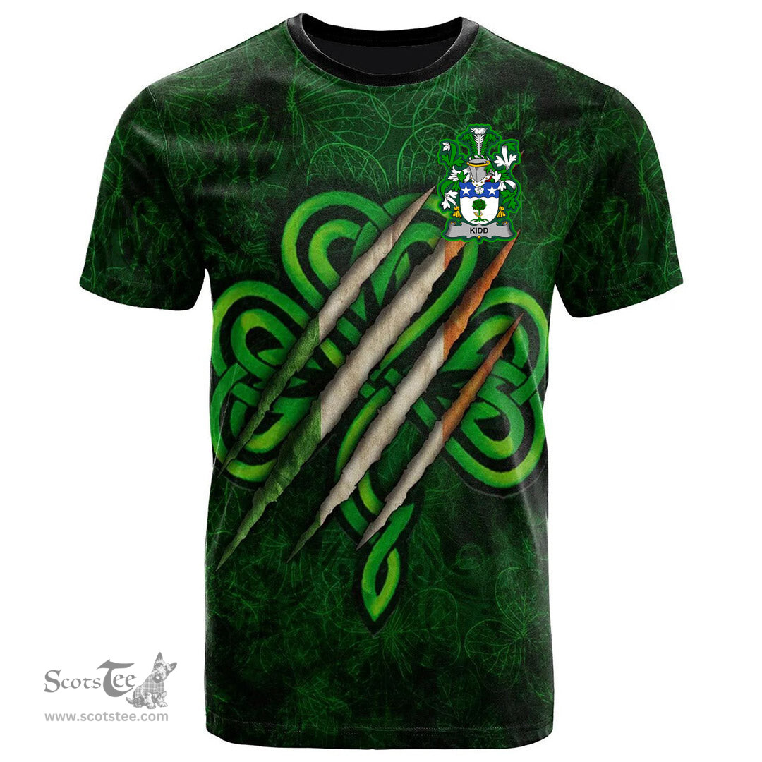 ScotsTee Shop Irish Kidd Coat of Arms Irish T Shirt Irish In Me Shamrock Scratch
