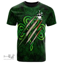 ScotsTee Shop Irish Power Coat of Arms Irish T Shirt Irish In Me Shamrock Scratch