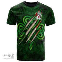 ScotsTee Shop Irish McCauley Coat of Arms Irish T Shirt Irish In Me Shamrock Scratch