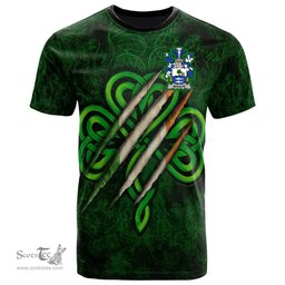 ScotsTee Shop Irish Woulfe Coat of Arms Irish T Shirt Irish In Me Shamrock Scratch