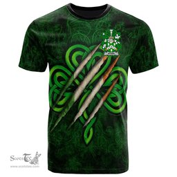 ScotsTee Shop Irish Wynne Coat of Arms Irish T Shirt Irish In Me Shamrock Scratch