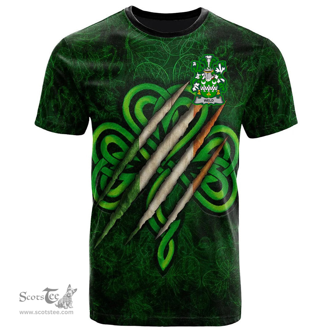 ScotsTee Shop Irish Weld Coat of Arms Irish T Shirt Irish In Me Shamrock Scratch