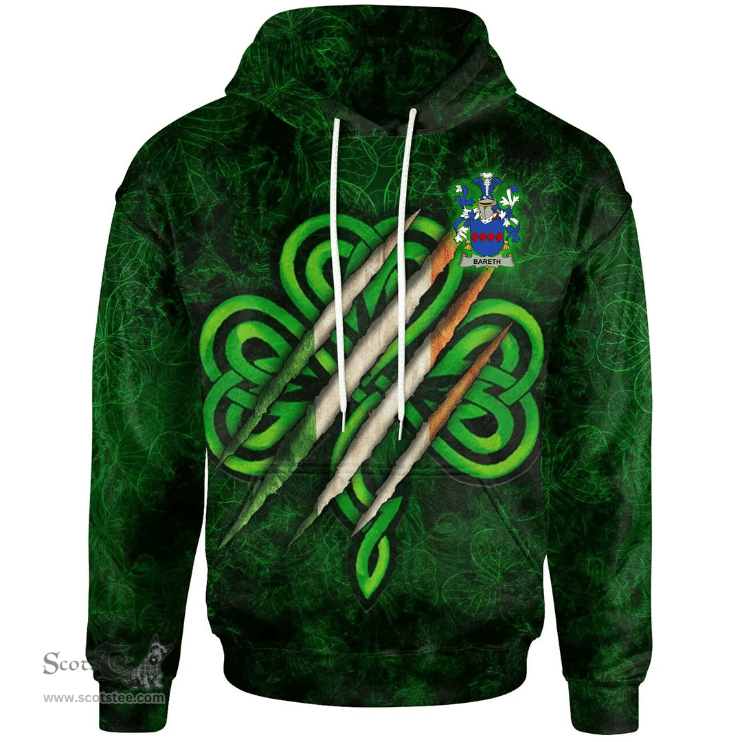 ScotsTee Shop Irish Bareth Coat of Arms Irish Hoodie Irish In Me Shamrock Scratch