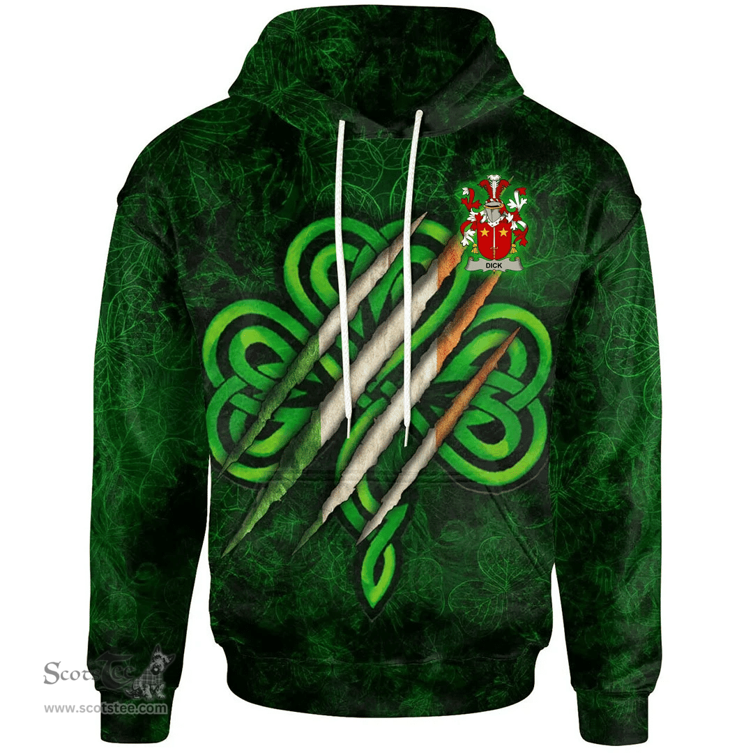 ScotsTee Shop Irish Dick Coat of Arms Irish Hoodie Irish In Me Shamrock Scratch