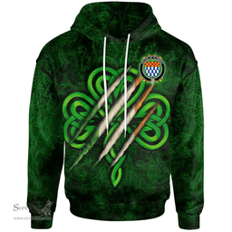 ScotsTee Shop Irish House of FLEMING Coat of Arms Irish Hoodie Irish In Me Shamrock Scratch