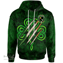 ScotsTee Shop Irish House of MACBRADY Coat of Arms Irish Hoodie Irish In Me Shamrock Scratch