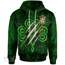 ScotsTee Shop Irish Fitz-Simons Coat of Arms Irish Hoodie Irish In Me Shamrock Scratch