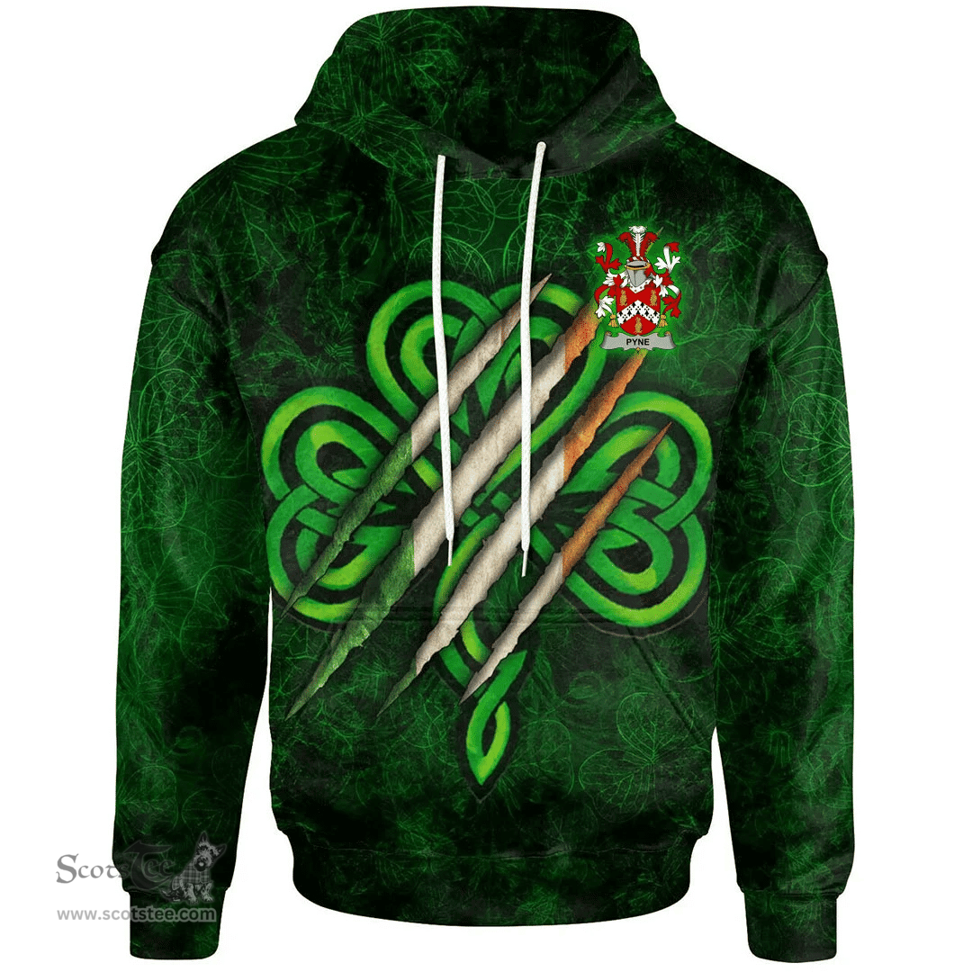 ScotsTee Shop Irish Pyne Coat of Arms Irish Hoodie Irish In Me Shamrock Scratch