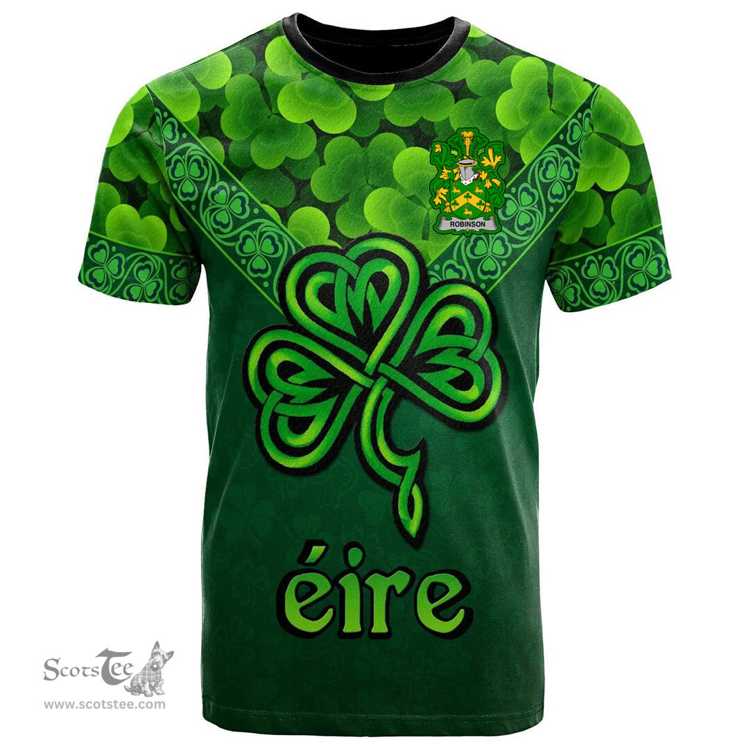 ScotsTee Shop Irish Robinson Coat of Arms Irish T Shirt Irish Shamrock Triangle Style