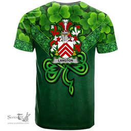 ScotsTee Shop Irish Langton Coat of Arms Irish T Shirt Irish Shamrock Triangle Style