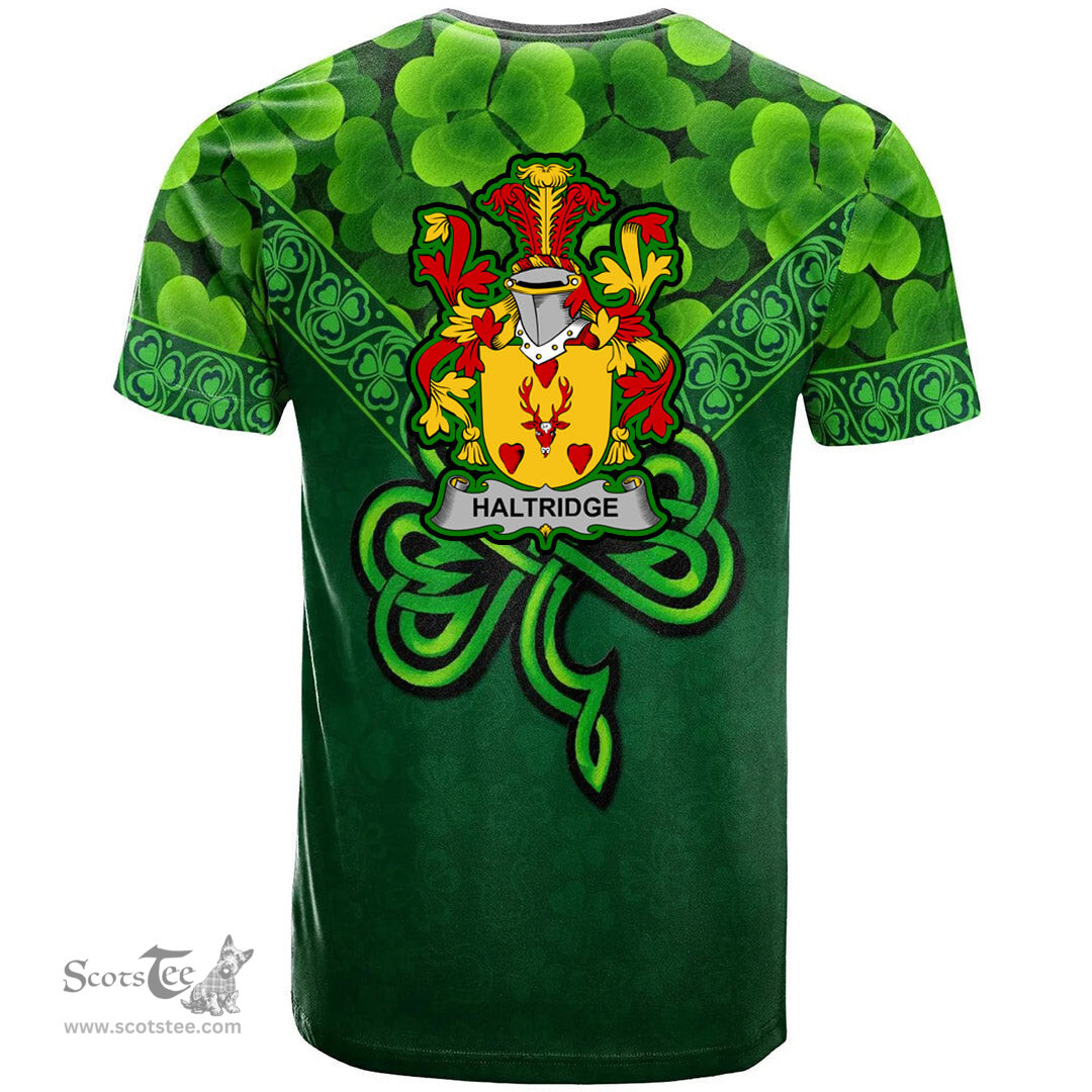 ScotsTee Shop Irish Haltridge Coat of Arms Irish T Shirt Irish Shamrock Triangle Style