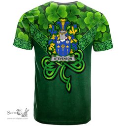 ScotsTee Shop Irish Stevenson Coat of Arms Irish T Shirt Irish Shamrock Triangle Style
