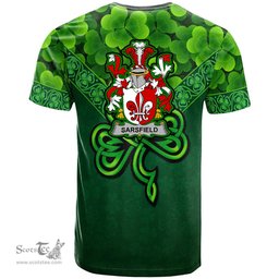 ScotsTee Shop Irish Sarsfield Coat of Arms Irish T Shirt Irish Shamrock Triangle Style