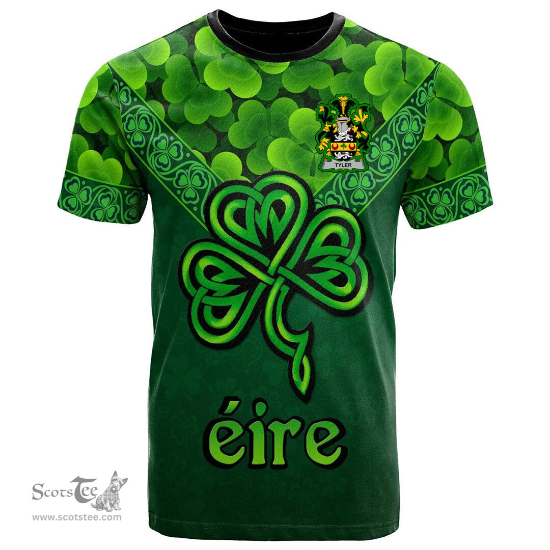 ScotsTee Shop Irish Tyler Coat of Arms Irish T Shirt Irish Shamrock Triangle Style