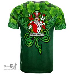 ScotsTee Shop Irish Blanchfield Coat of Arms Irish T Shirt Irish Shamrock Triangle Style