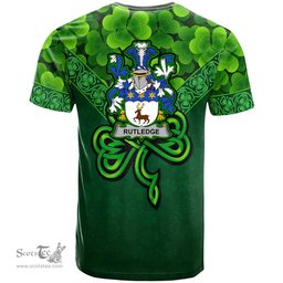 ScotsTee Shop Irish Rutledge Coat of Arms Irish T Shirt Irish Shamrock Triangle Style