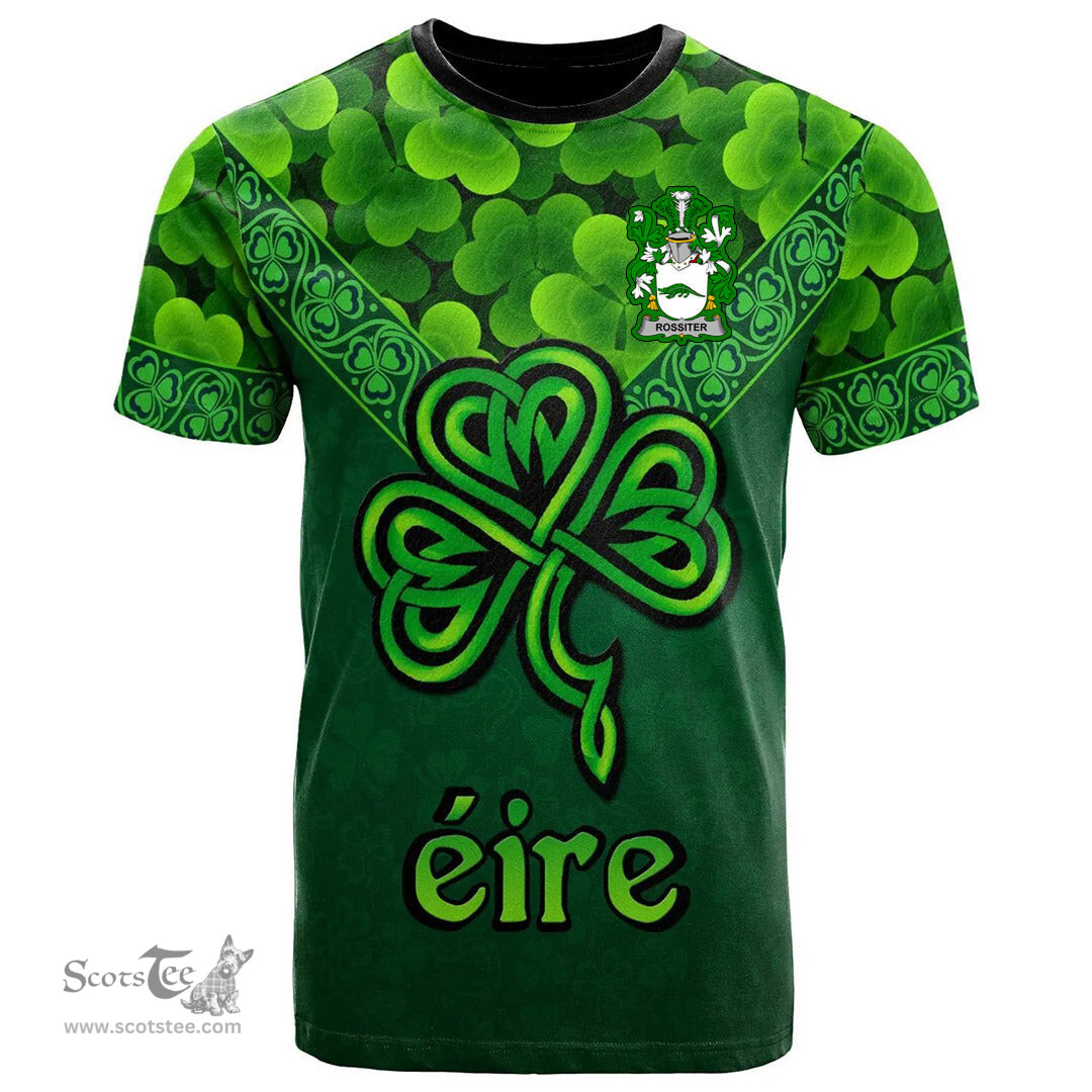 ScotsTee Shop Irish Rossiter Coat of Arms Irish T Shirt Irish Shamrock Triangle Style