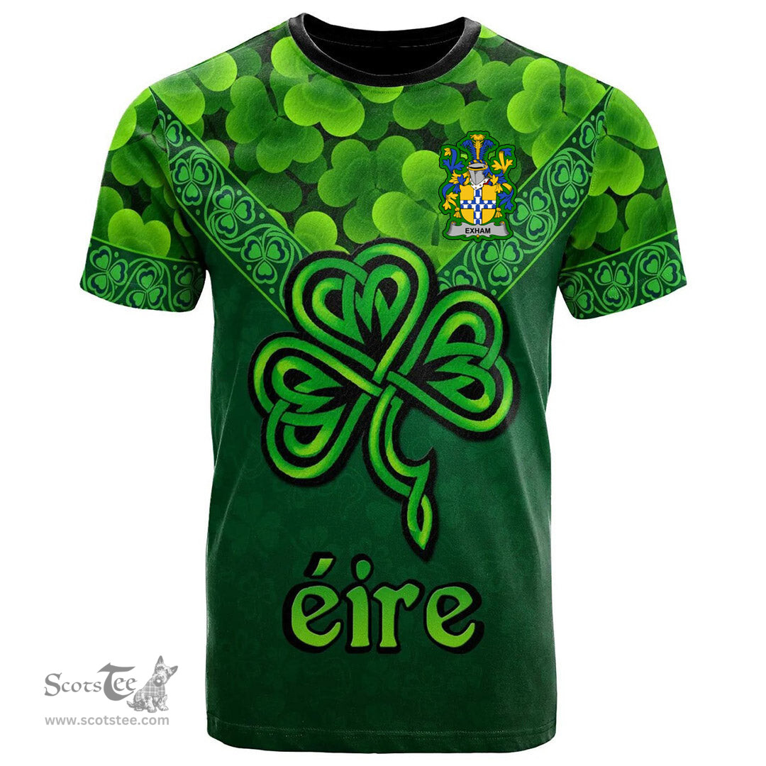 ScotsTee Shop Irish Exham Coat of Arms Irish T Shirt Irish Shamrock Triangle Style