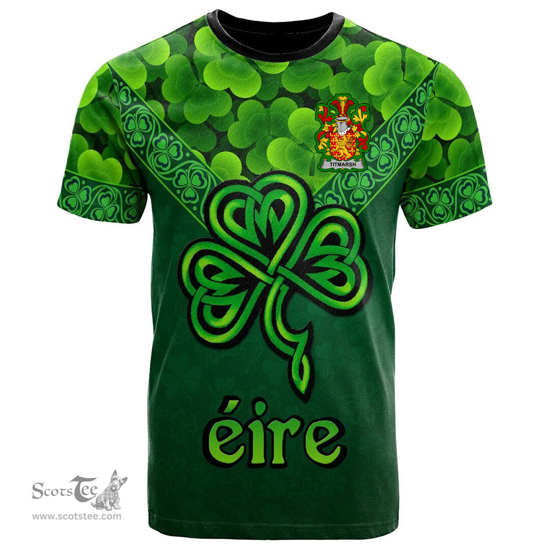 ScotsTee Shop Irish Titmarsh Coat of Arms Irish T Shirt Irish Shamrock Triangle Style