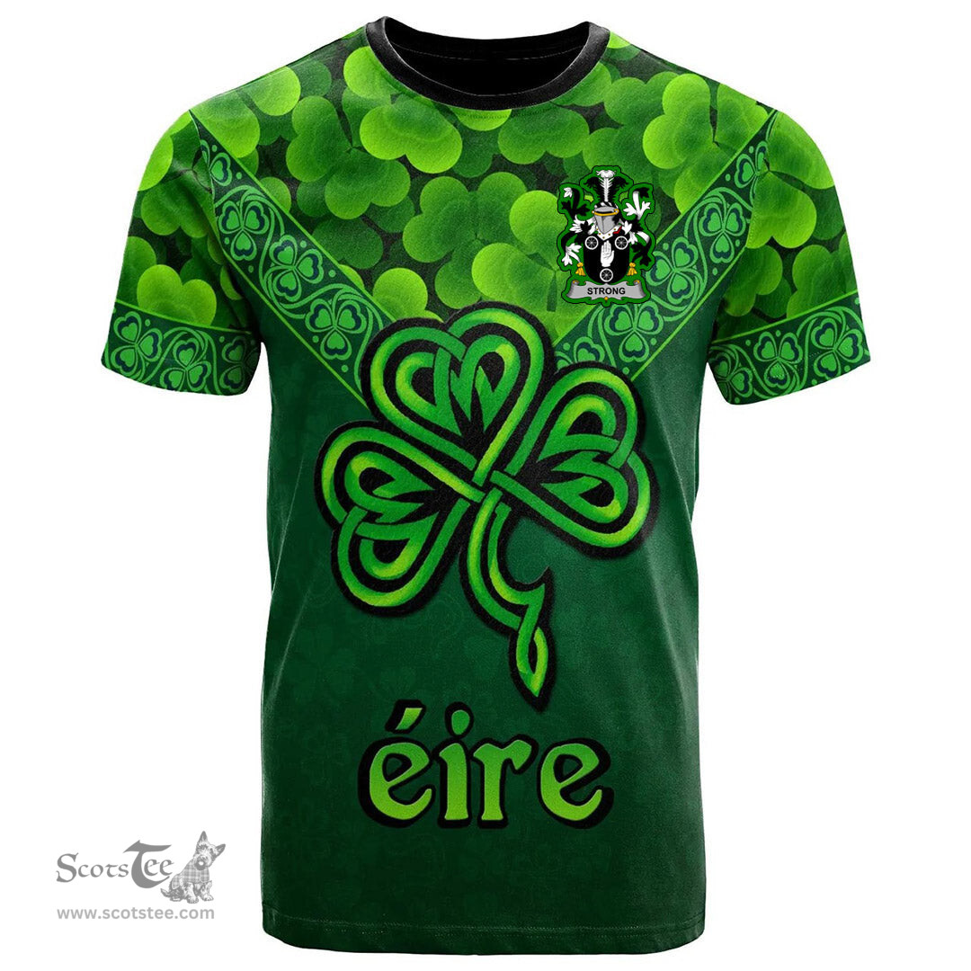 ScotsTee Shop Irish Strong Coat of Arms Irish T Shirt Irish Shamrock Triangle Style