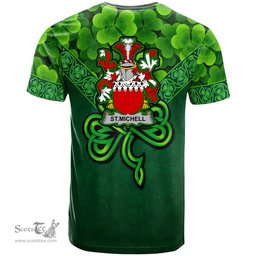 ScotsTee Shop Irish St.Michell Coat of Arms Irish T Shirt Irish Shamrock Triangle Style