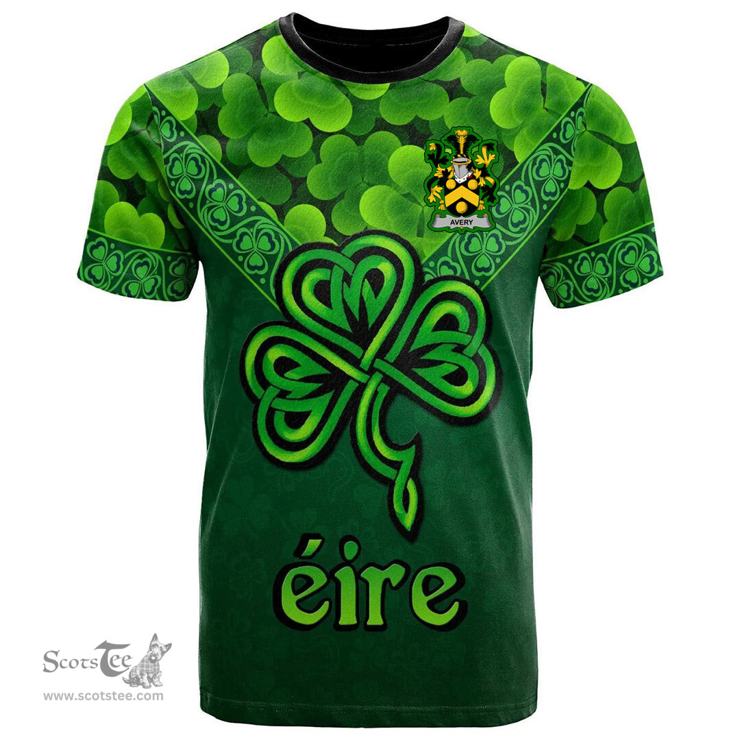 ScotsTee Shop Irish Avery Coat of Arms Irish T Shirt Irish Shamrock Triangle Style