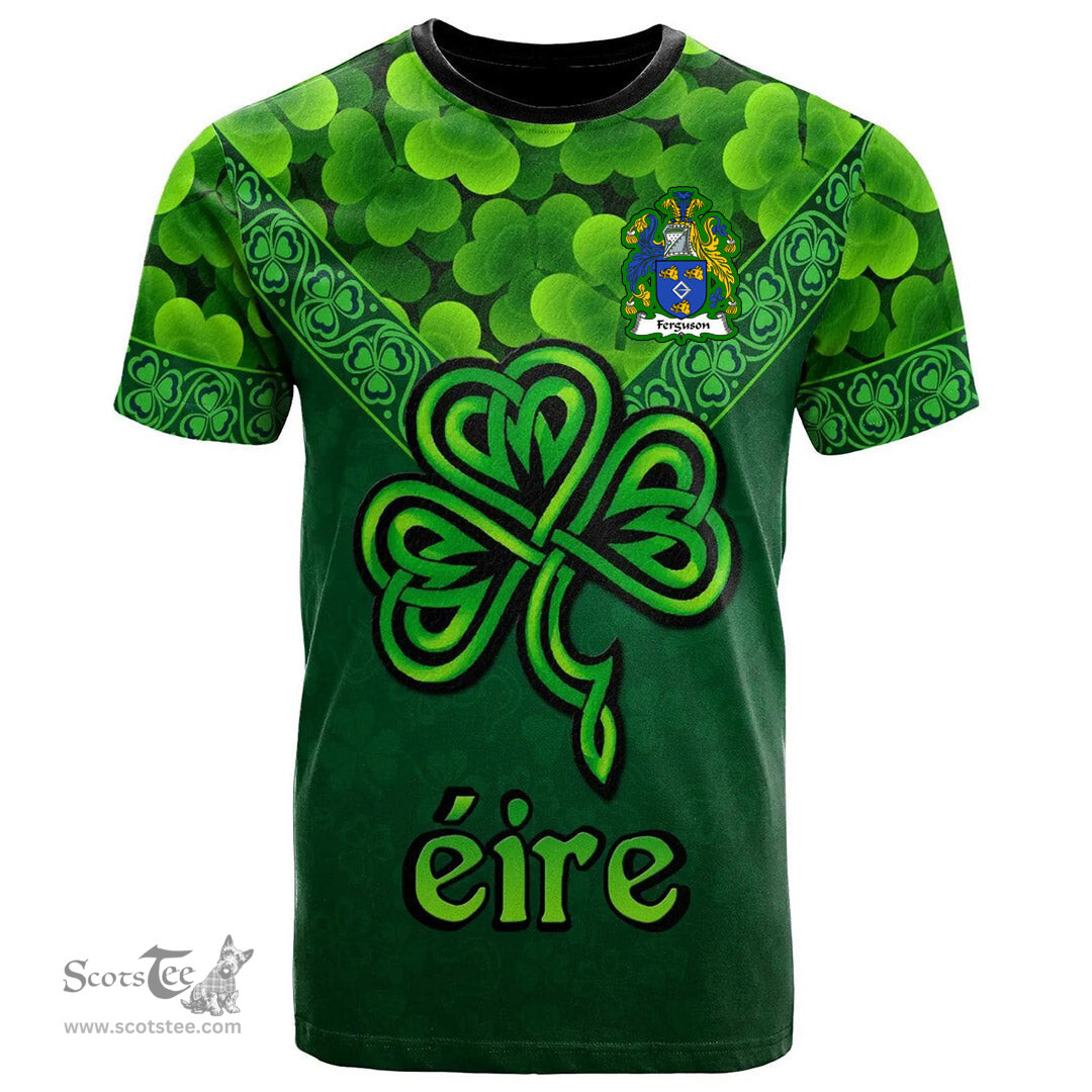 ScotsTee Shop Irish Ferguson Coat of Arms Irish T Shirt Irish Shamrock Triangle Style