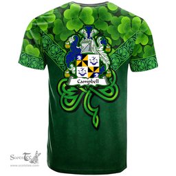 ScotsTee Shop Irish Campbell Coat of Arms Irish T Shirt Irish Shamrock Triangle Style