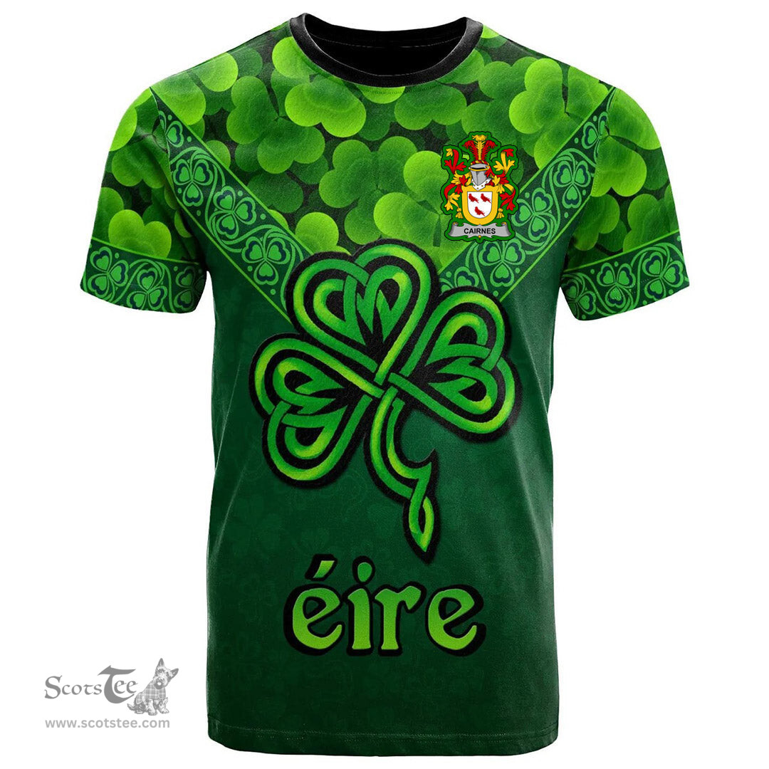 ScotsTee Shop Irish Cairnes Coat of Arms Irish T Shirt Irish Shamrock Triangle Style