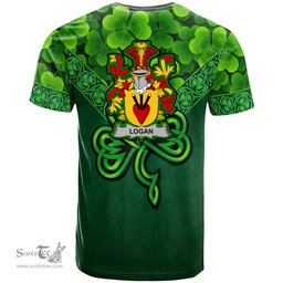 ScotsTee Shop Irish Logan Coat of Arms Irish T Shirt Irish Shamrock Triangle Style