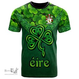 ScotsTee Shop Irish Halie or O Halie Coat of Arms Irish T Shirt Irish Shamrock Triangle Style