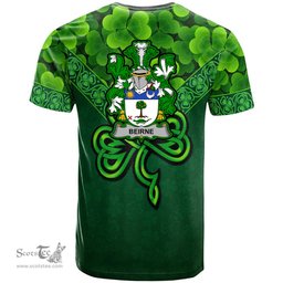 ScotsTee Shop Irish Beirne or O Beirne Coat of Arms Irish T Shirt Irish Shamrock Triangle Style