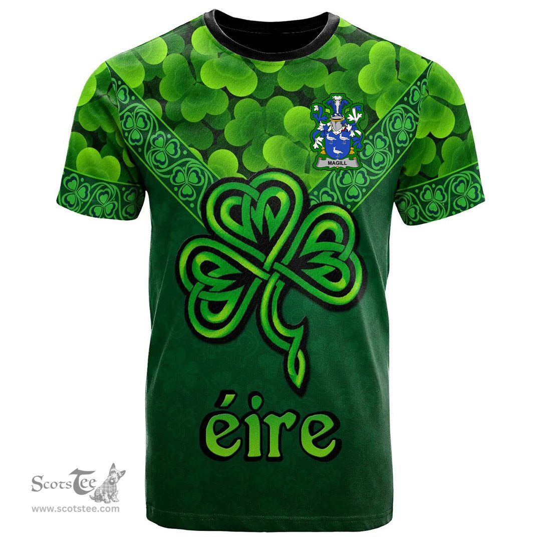 ScotsTee Shop Irish Magill Coat of Arms Irish T Shirt Irish Shamrock Triangle Style