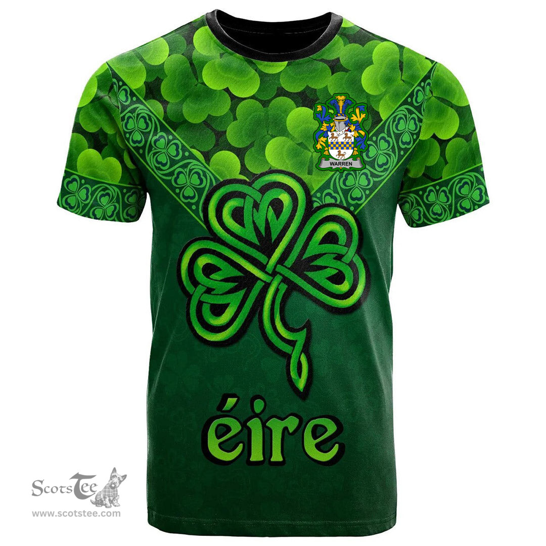 ScotsTee Shop Irish Warren Coat of Arms Irish T Shirt Irish Shamrock Triangle Style