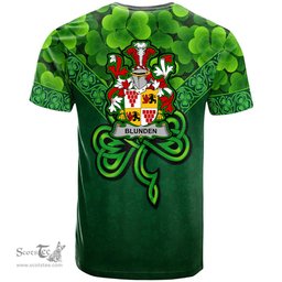 ScotsTee Shop Irish Blunden Coat of Arms Irish T Shirt Irish Shamrock Triangle Style