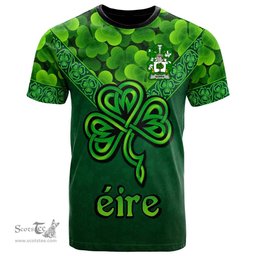 ScotsTee Shop Irish Quirke or O Quirke Coat of Arms Irish T Shirt Irish Shamrock Triangle Style