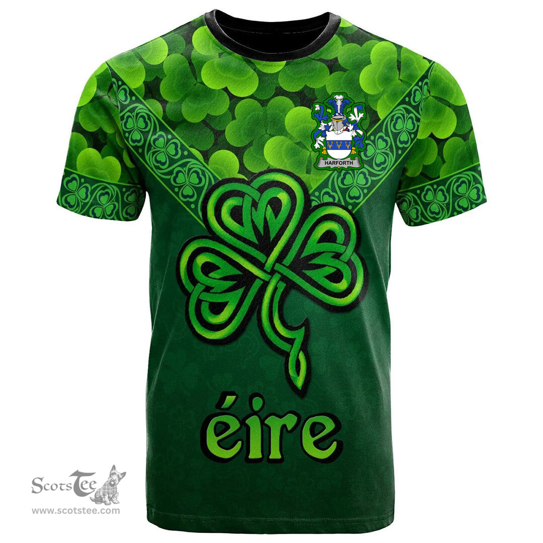 ScotsTee Shop Irish Harforth Coat of Arms Irish T Shirt Irish Shamrock Triangle Style