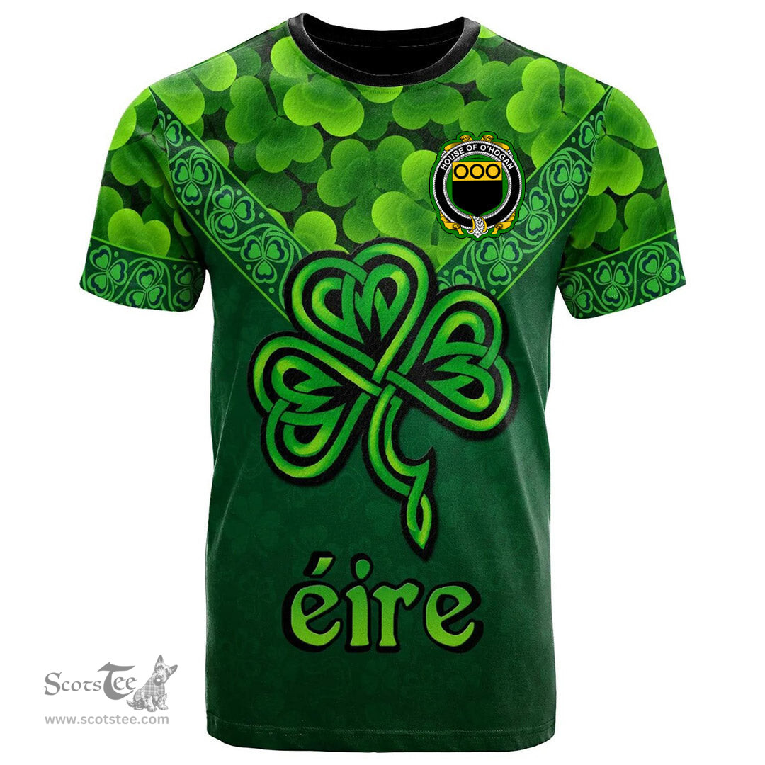 ScotsTee Shop Irish House of O HOGAN Coat of Arms Irish T Shirt Irish Shamrock Triangle Style